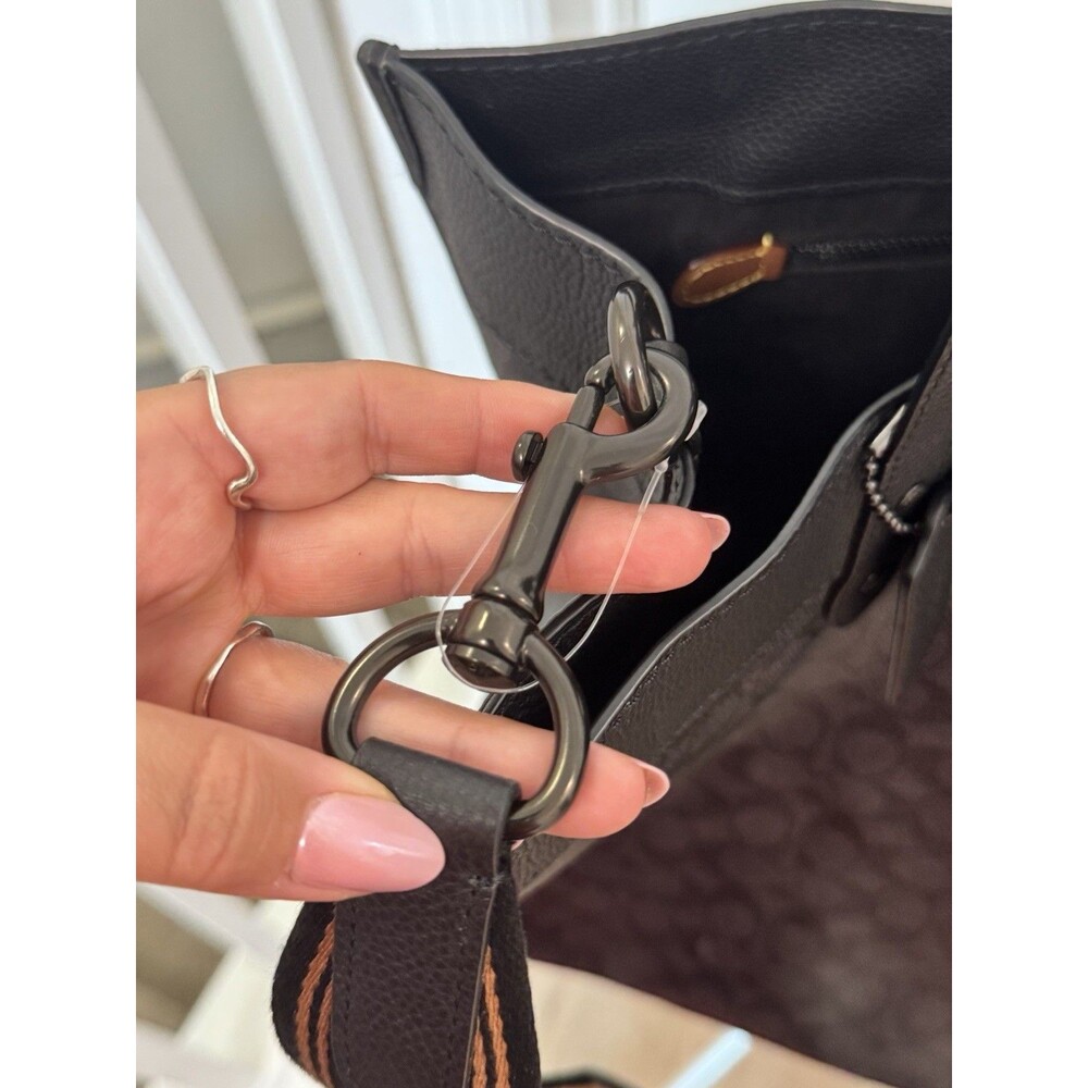 COACH Signature Field Tote 40 Charcoal and Black Pebble Leather C7674 - Picture 7 of 16